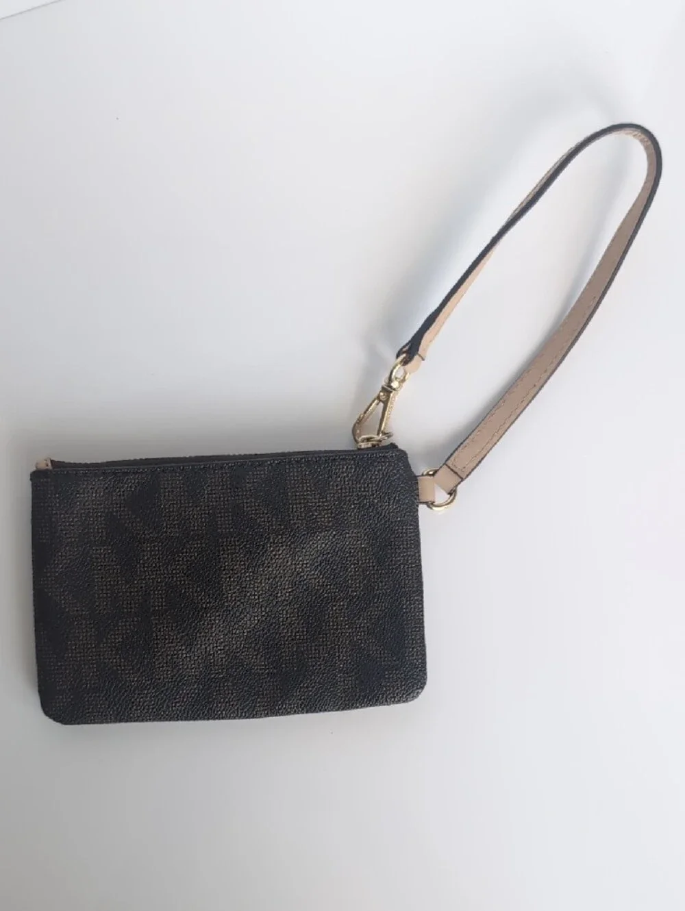 Michael Kors Brown and Gold Logo Wristlet